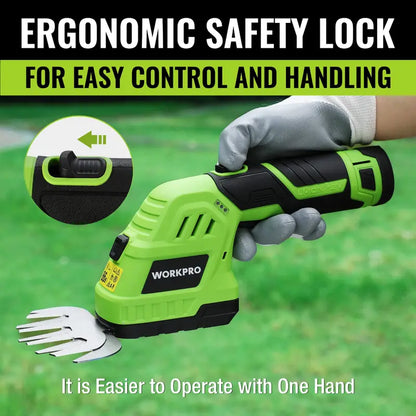 WORKPRO 12V Cordless 2-in-1 Grass & Hedge Trimmer  Includes 2.0Ah Battery + 1-Hour Fast Charger