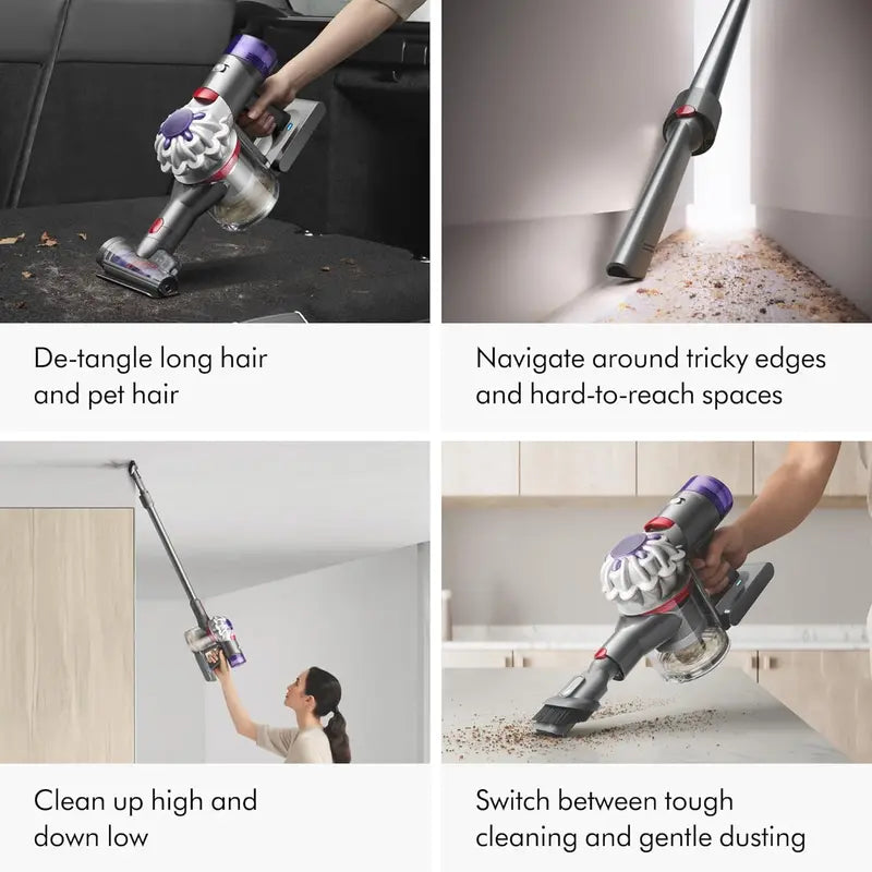 Dyson V8 Cordless Vacuum: 115AW, 2 Power Modes & 40-Min Runtime — Converts to Handheld, Detangles Hair on Hard Floors & Carpets