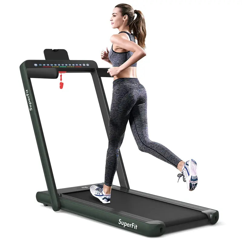 Dual-Display Under-Desk Folding Treadmill  2.25HP Superfit Compact Exercise Pad