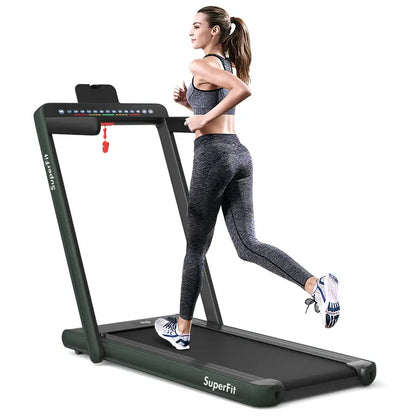 Dual-Display Under-Desk Folding Treadmill  2.25HP Superfit Compact Exercise Pad