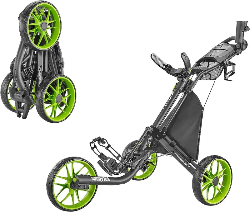 Lightweight 3-Wheel Folding Golf Push Cart  Collapsible Design with Foot Brake & Quick-Release Mechanism