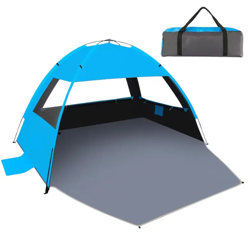 Lightweight Beach Shade Tent with Ventilated Mesh Windows & Compact Carry Bag