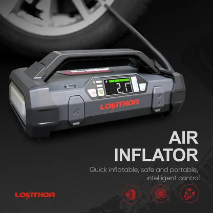 2000A Jump Starter Power Bank  20000mAh 12V Booster with 150 PSI Air Compressor & Emergency Light