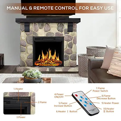 50-Inch Electric Fireplace with Stone Mantel  Y4926 All-in-One Hearth Package