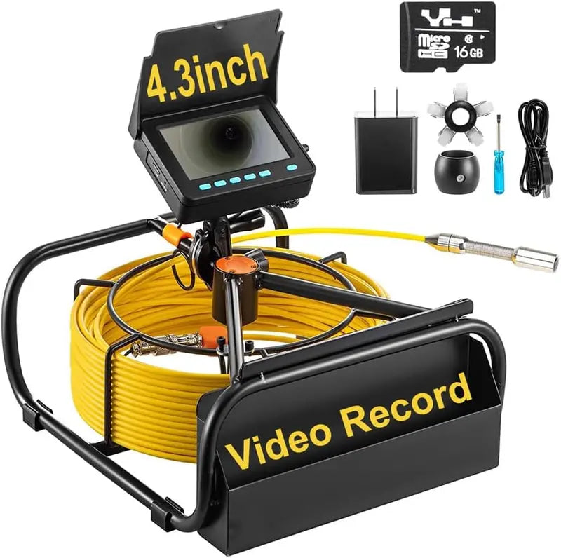 SYANSPAN Sewer Camera 100ft  17mm Low Temp Resistant Pipe Inspection with 16GB DVR & LED Lights