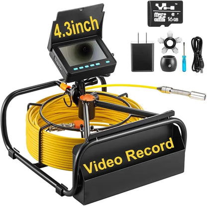 SYANSPAN Sewer Camera 100ft  17mm Low Temp Resistant Pipe Inspection with 16GB DVR & LED Lights