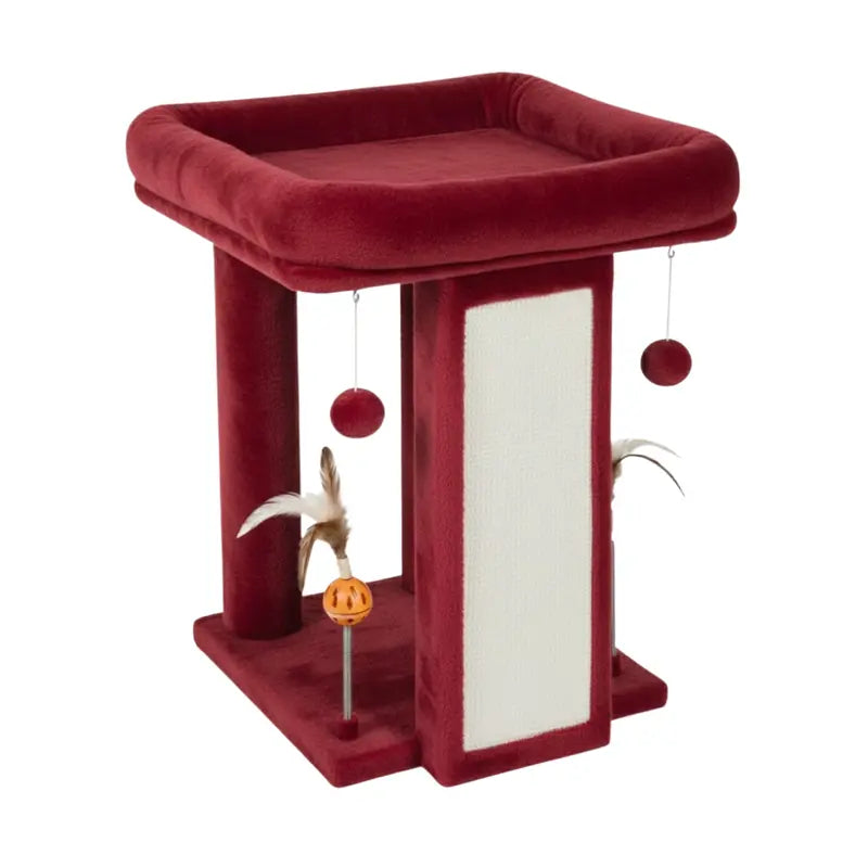 Elevated Cat Tree with Accessible Platform, Scratch Board, and Interactive Toys