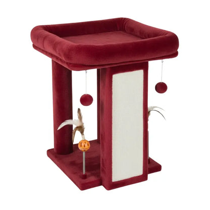 Elevated Cat Tree with Accessible Platform, Scratch Board, and Interactive Toys