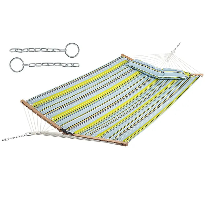 10.5-Foot Quilted Two-Person Hammock with Detachable Pillow and 495-Pound Capacity