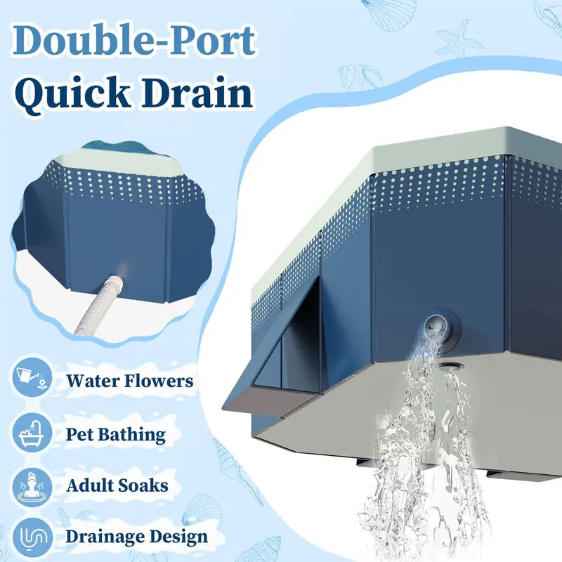 Foldable Hard Plastic Outdoor Swimming Pool for Kids & Adults  158″x76″x20″
