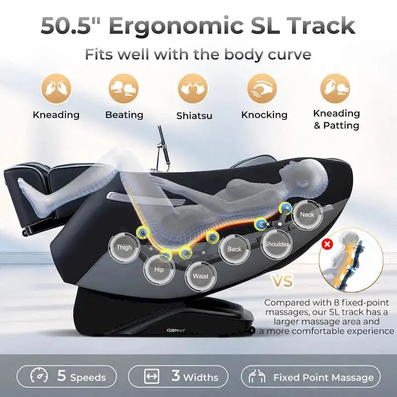 Costway Full-Body SL-Track Zero Gravity Massage Chair with Targeted Lumbar Relief