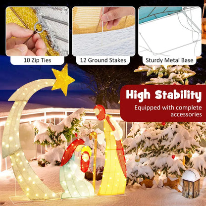 5-Foot Pre-Lit Nativity Scene Set with 140 Warm White LED Lights