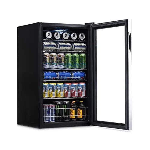 NewAir Beverage Cooler  Freestanding 126-Can Refrigerator with Glass Door and Right-Swing Hinge