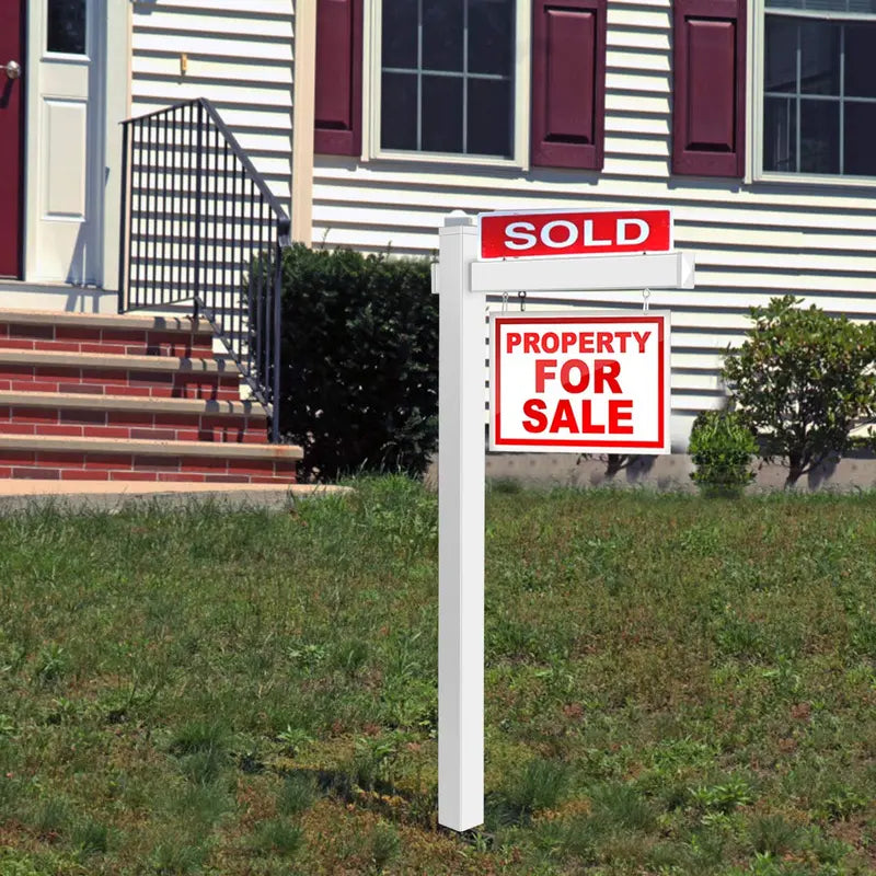6-Foot Vinyl UPVC Real Estate Sign Post for Yard Displays and Open House Signs