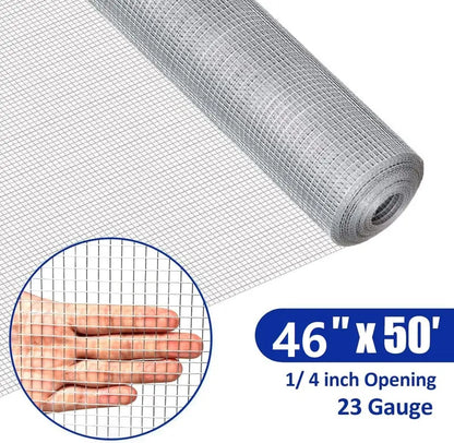 48″ x 50′ Roll of 1/4″ 23-Gauge Square-Mesh Galvanized Hardware Cloth