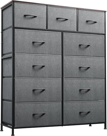 11-Bin Tall Fabric Storage Tower  Steel-Frame Organizer Unit with Stackable Drawers & Soft Bins