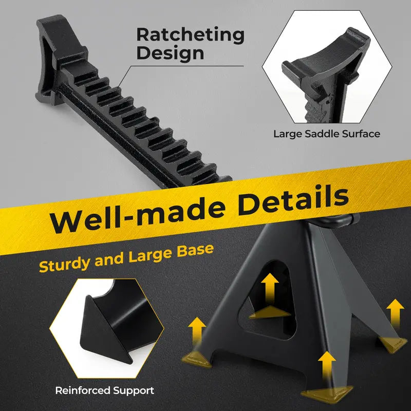 6-Ton Heavy-Duty Jack Stands  Adjustable 14″23″ Self-Locking Car Lift Supports with 13,000 lb Capacity