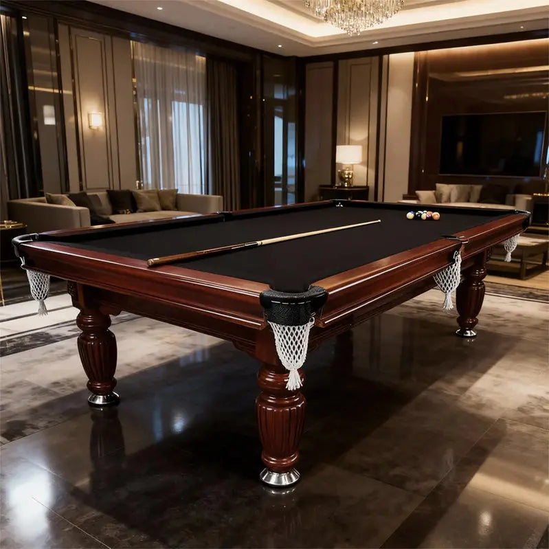 Classic Slate-Finished 8-Foot Pool Table  Walnut Wood Frame with Full Cue & Ball Set for Home Use