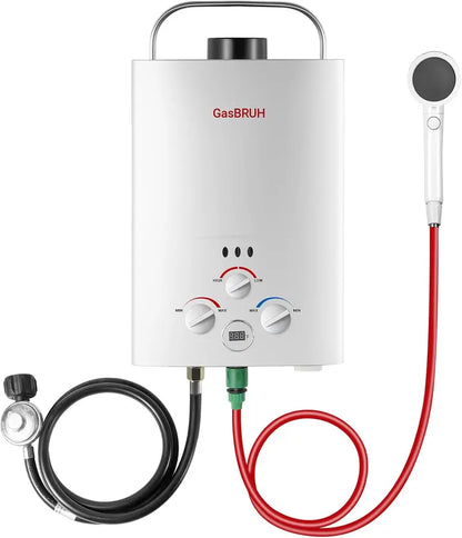 Portable Propane Tankless Water Heater  1.58 GPM Outdoor RV/Camping Model with Overheat Protection & Indoor Use Capability
