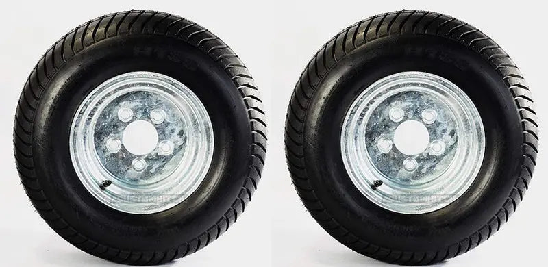 2-Pack Galvanized Trailer Tires on Rims  20.5×8-10 / 205/65-10, 5-Lug E-Rated for Utility Trailers