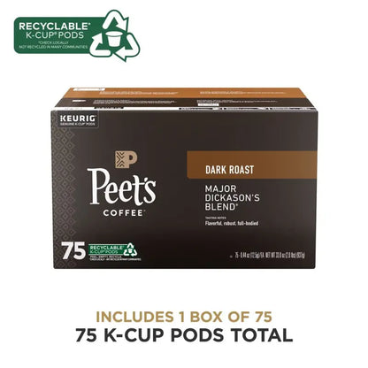 Peet’s Major Dickason’s Blend Dark Roast K-Cup Pods  75-Count Keurig-Compatible Coffee Pods