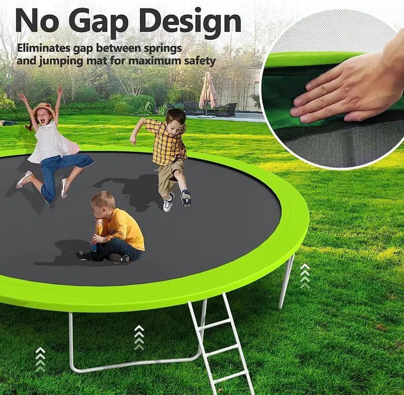16-Foot Upgraded Trampoline with Enclosure Net and Adjustable Basketball Hoop