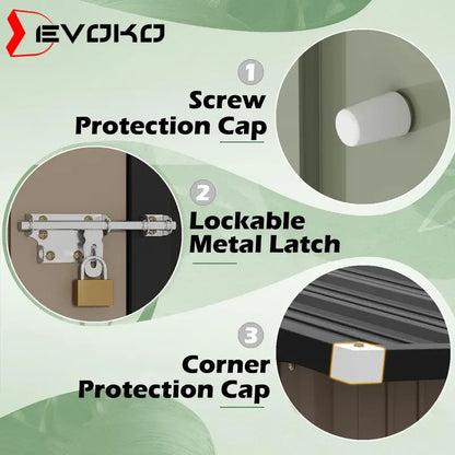Devoko 5′ x 3′ Corrosion-Resistant Garden Shed  Lockable Steel Outdoor Storage House with Single Secure Door