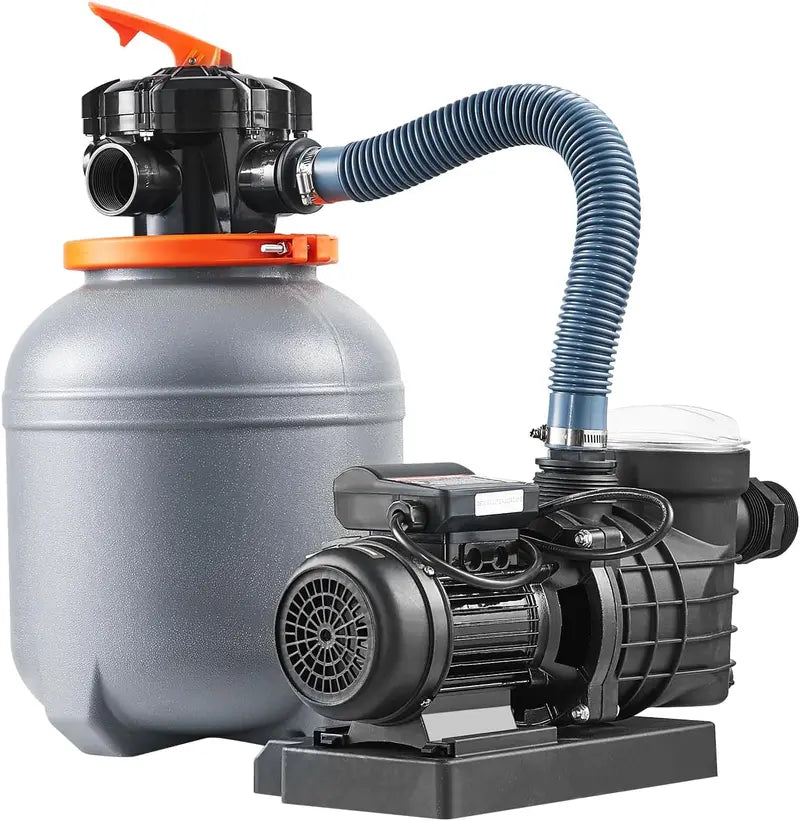 16-Inch Sand Filter Pool Pump System  1-HP, 3500 L/min Residential & Commercial Filtration Kit with 6-Way Valve