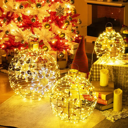 Three Pre-Lit Hanging or Ground Lantern Balls — 732 Bright LEDs, Includes Zip Ties and Stakes