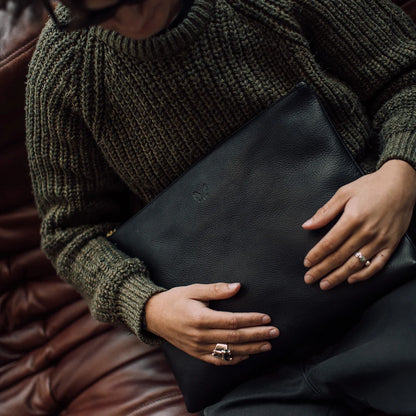Flight Folio - Black Leather