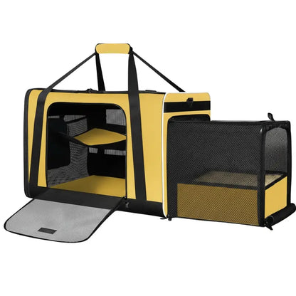 Expandable In-Car Pet Carrier with Dedicated Litter Zone