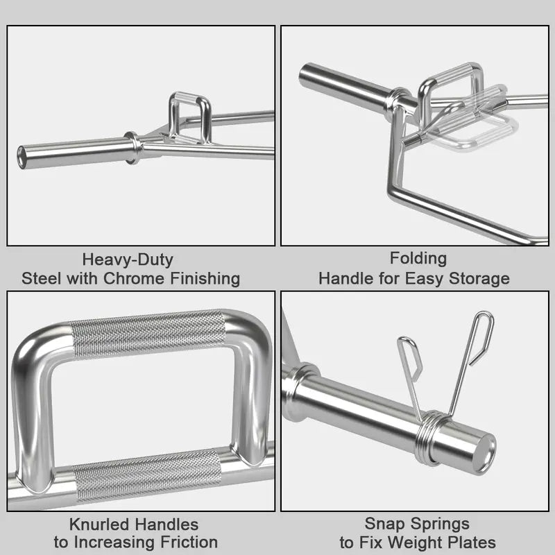 56-Inch Foldable Olympic Hex Bar  Trap Bar with Knurled Handles for Strength Training