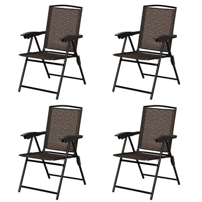 Set of 4 Lightweight Folding Sling Chairs for Patios, Campsites, or Indoor Use