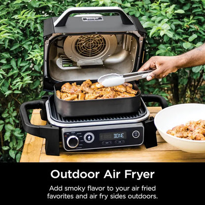 NINJA Woodfire Series 7-in-1 Grill & Smoker  Portable Outdoor Cooking Station with Real Wood Flavor