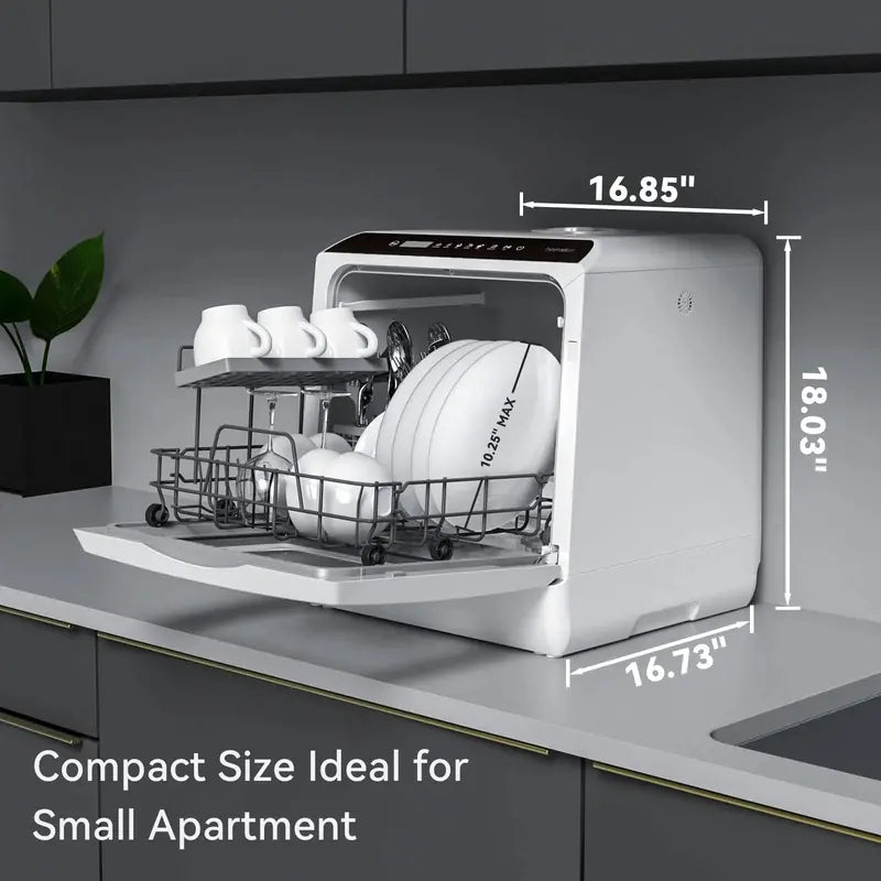 Hermitlux Countertop Dishwasher with 5-Liter Built-In Water Tank