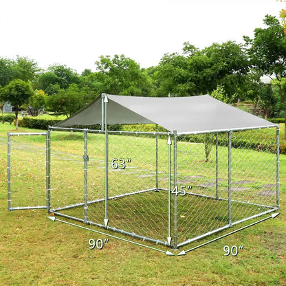 Magic Union Outdoor Dog Kennel,Large Dog Playpen Outdoor Dog Fence for Backyard Dog Run with Waterproof Cover