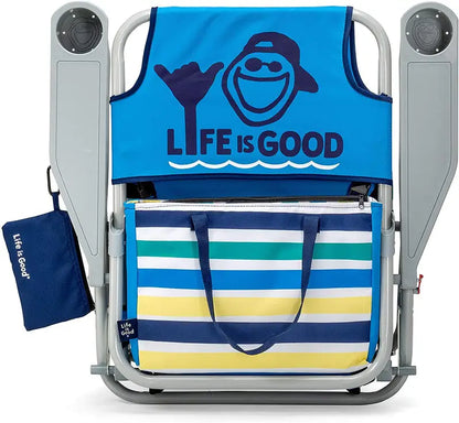 AKE Blue Compact Beach Chair  Lightweight Short-Seat Design
