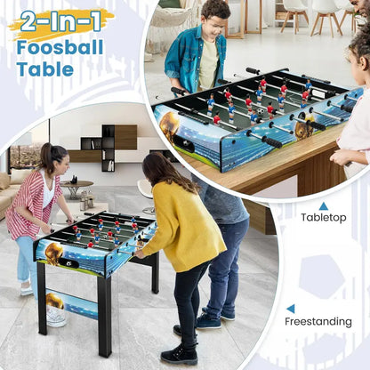 2-in-1 Foosball Table: Convertible Tabletop and Freestanding Soccer Game