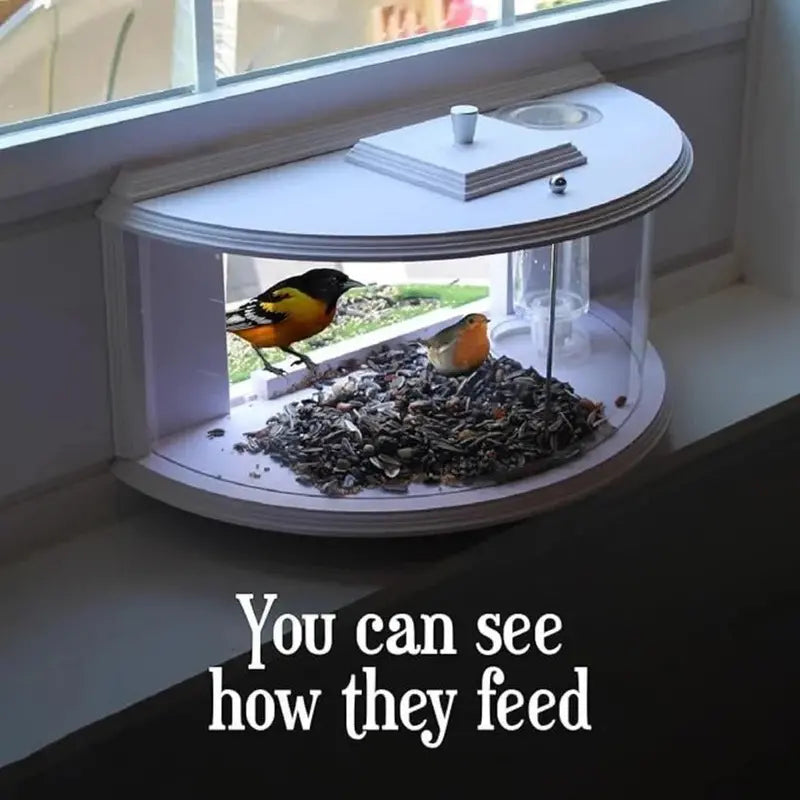 Clear Acrylic Window-Mounted Bird Feeder with Strong Suction Cup