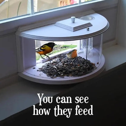 Clear Acrylic Window-Mounted Bird Feeder with Strong Suction Cup