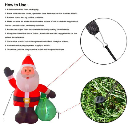 Nifti Nest 6ft Inflatable Santa Claus with LED Lights & Blower  Outdoor Christmas Yard Decor