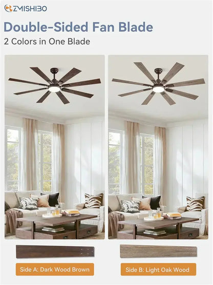 Zmishibo 72-Inch Ceiling Fan with Integrated Light & Remote Control  Indoor/Outdoor Rated