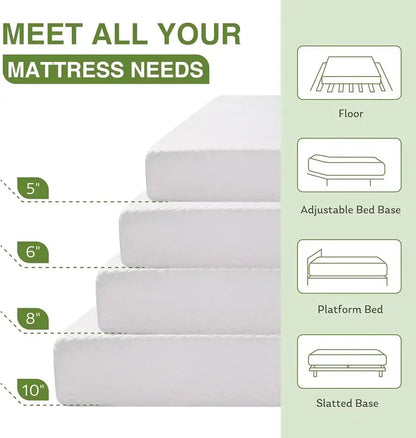 8-Inch Double Memory Foam Mattress  Balanced Medium-Firm Comfort for Everyday Sleep