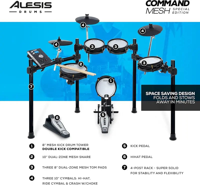 Alesis Command Mesh SE Drum Kit  Professional-Grade Electric Drum Set with USB MIDI and 600 Sounds