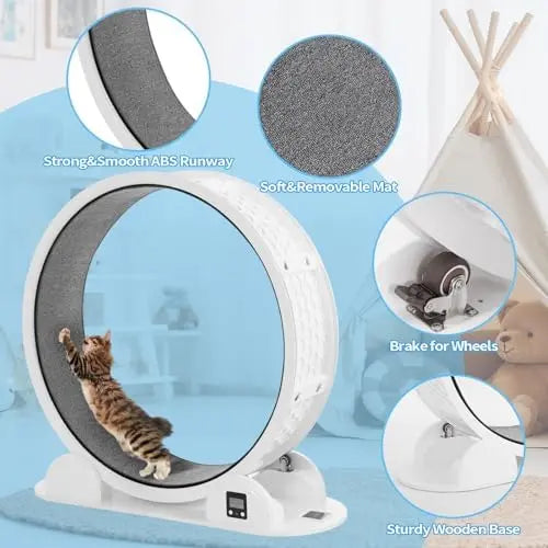 41″ Cat Exercise Wheel with Pedometer  Fast, Easy Installation for Indoor Cat Fitness