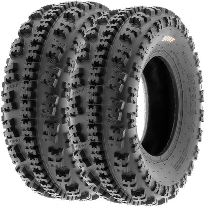 SunF A027 4-Pack ATV UTV Knobby Sport Tires, 22×7-10 Front & 20×10-9 Rear, 6-Ply Tubeless