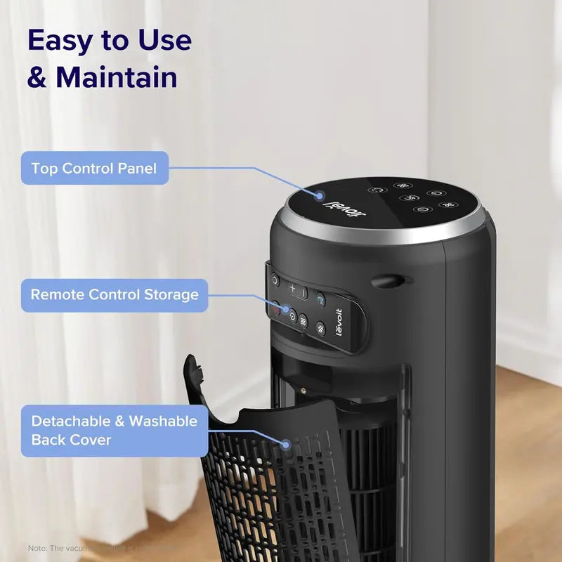LEVOIT 36-Inch Bladeless Tower Fan  Ultra-Quiet 28dB Sleep Mode, Remote-Controlled Standing Fan with 90° Oscillation & 12-Hour Timer