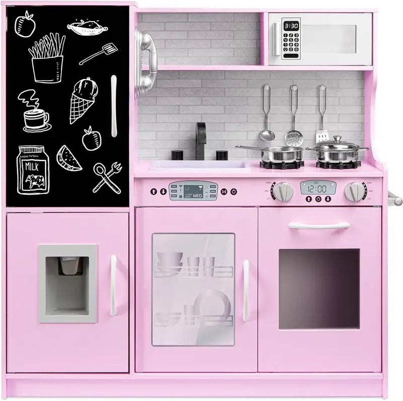 Wooden Pretend Play Kitchen Toy Set for Toddlers and Preschoolers