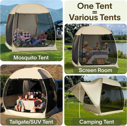 Igloo-Style Screen Gazebo  Mosquito-Proof Canopy Tent for 615 People, Ventilated & Spacious