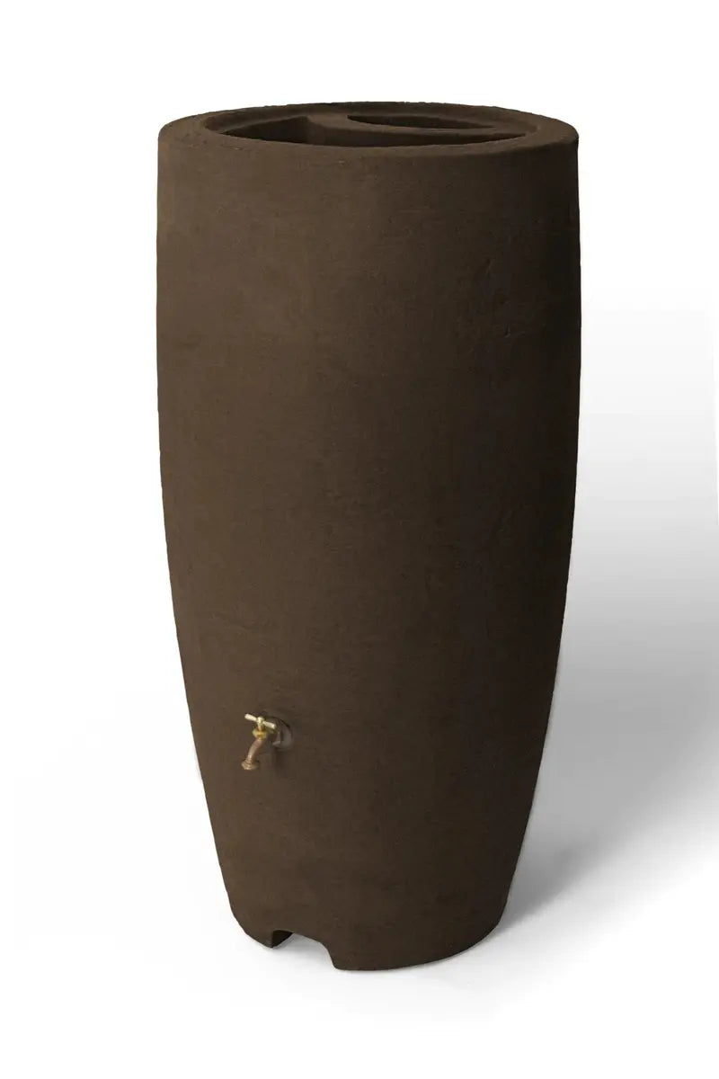 Algreen 80-Gallon Chocolate Brown Rain Barrel — Durable Plastic Outdoor Water Collection System